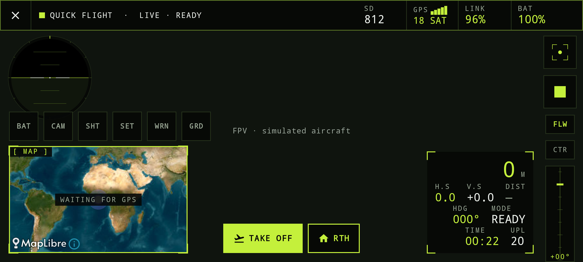 Flight deck with live FPV, telemetry and map